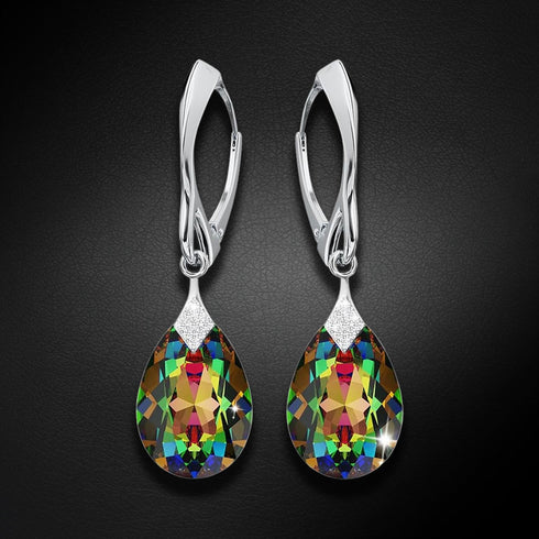 Sudraba auskari "Mēness Gaisma (Vitrail Medium)" ar Swarovski™ kristāliem
